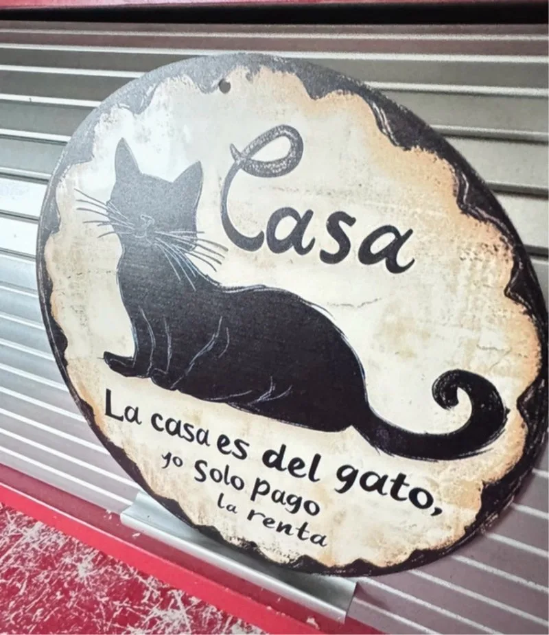 Cartel Metal Gatos La casa es del gato