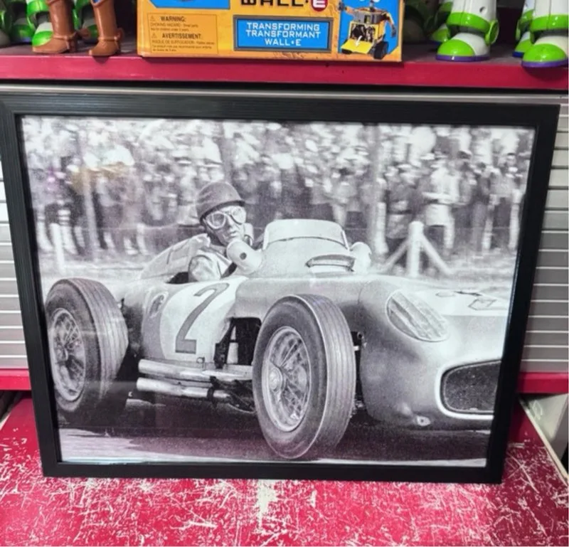 Póster Fangio Coche Carreras 30x40 cm