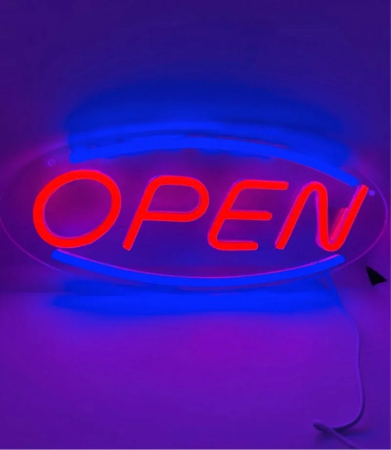 Cartel LED Neón Open Azul y Rojo