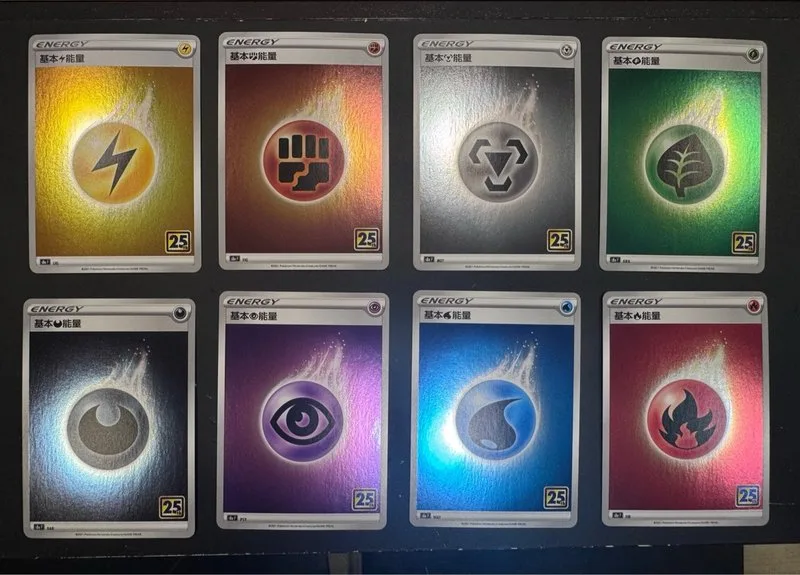 8 Cartas Pokémon Energía 25 Aniversario China