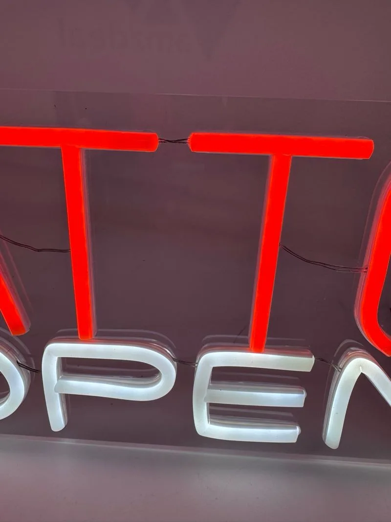 Cartel LED Tattoo Open Naranja y Blanco