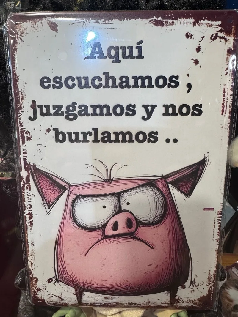 Cartel Metal Humor Cerdo Aquí Juzgamos