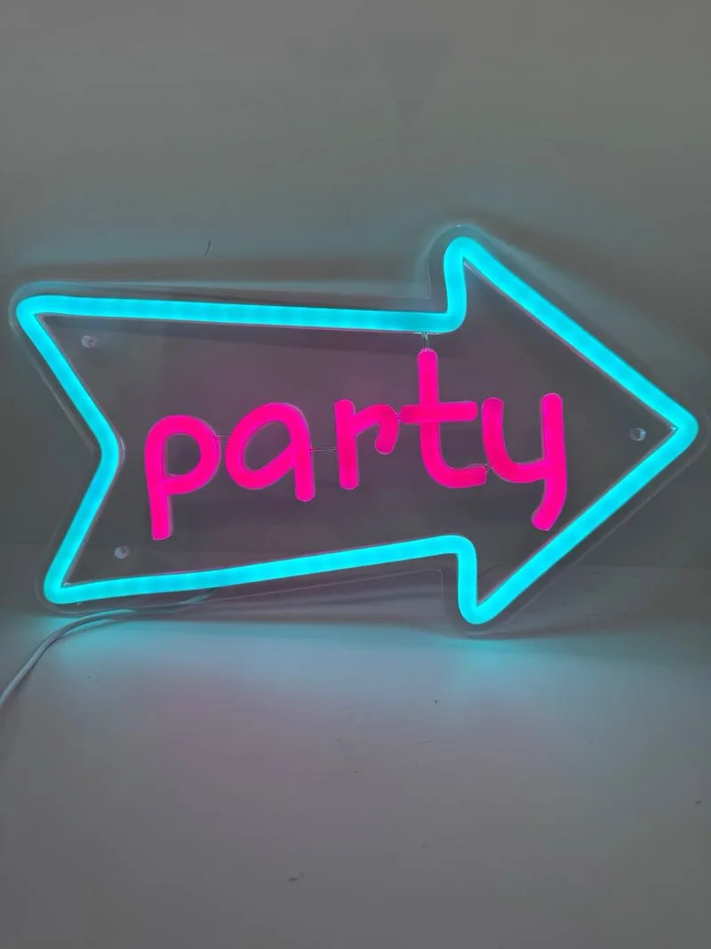 Cartel LED Neón Party Flecha