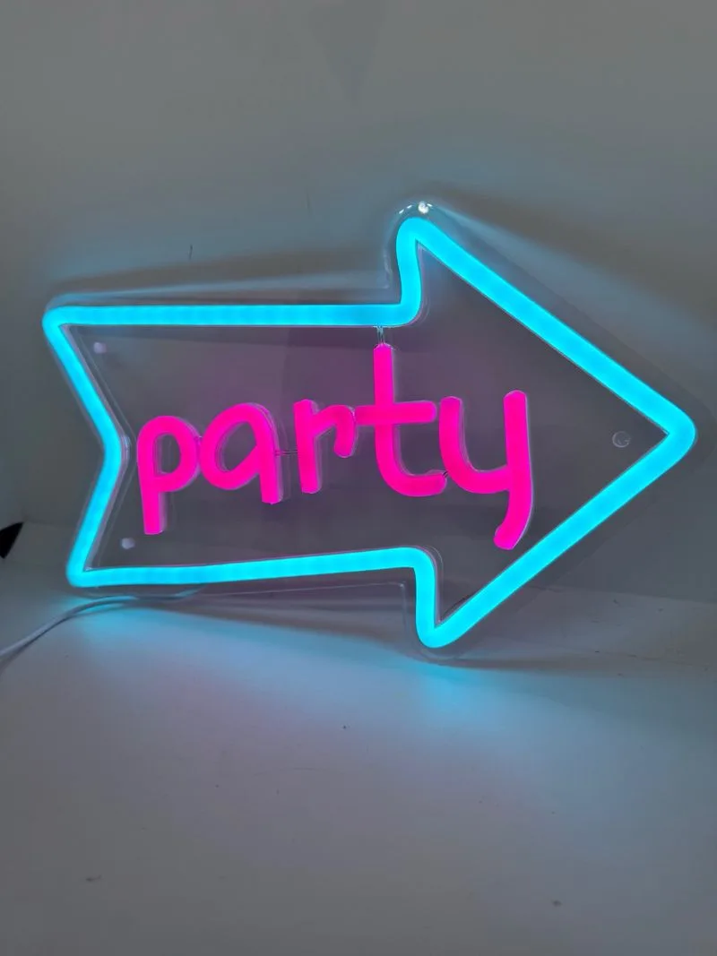 Cartel LED Neón Party Flecha