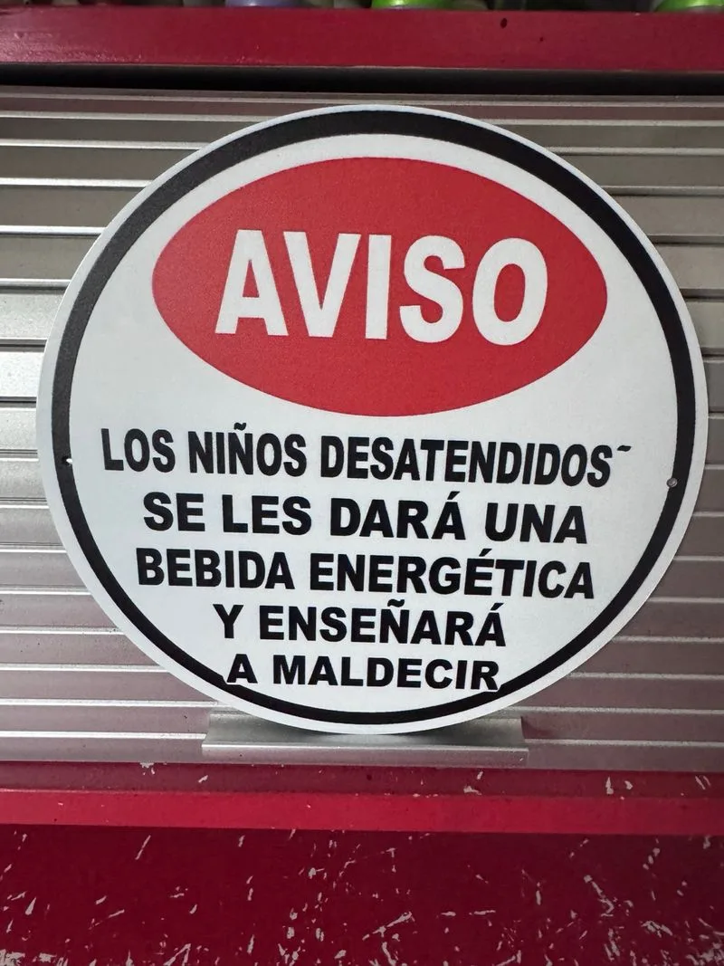 Cartel Metal Humor Aviso Niños