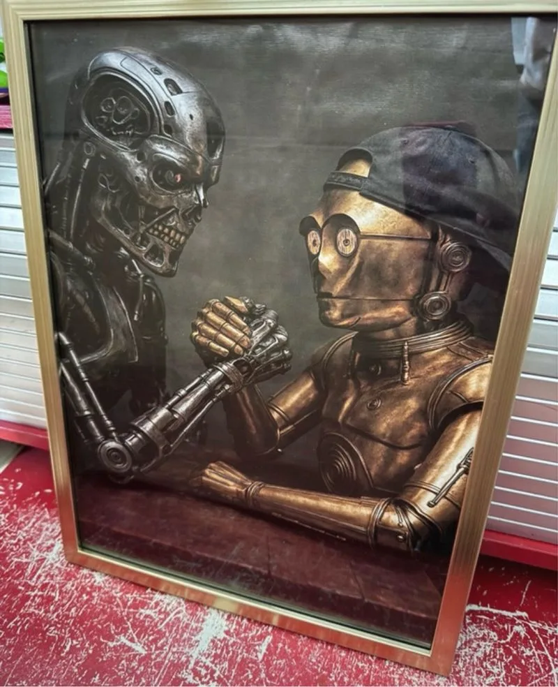 Cuadro Terminator T-800 vs C3PO Arm Wrestling
