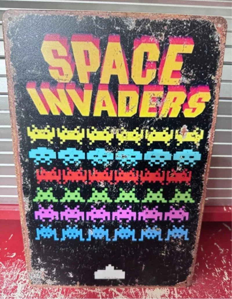 Cartel metalico Space Invaders Arcade