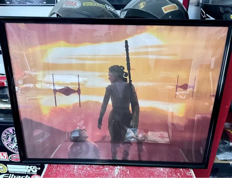 Star Wars poster Rey BB-8 Cazas Tie 50x70 cm