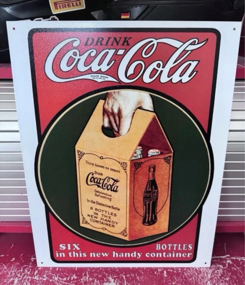 Cartel Coca Cola Metal Años 90