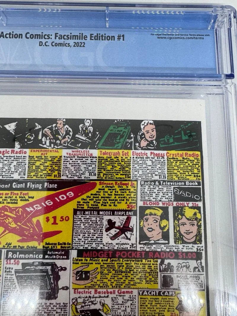 Action Comic #1 CGC Facsimile Edition grado 9.8