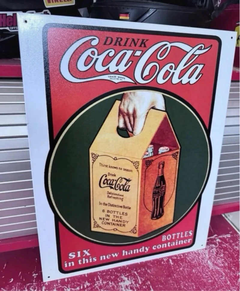 Cartel Coca Cola Metal Años 90