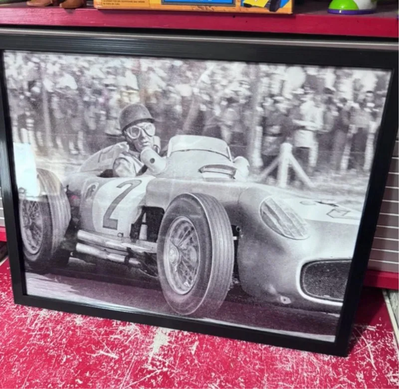 Póster Fangio Coche Carreras 30x40 cm