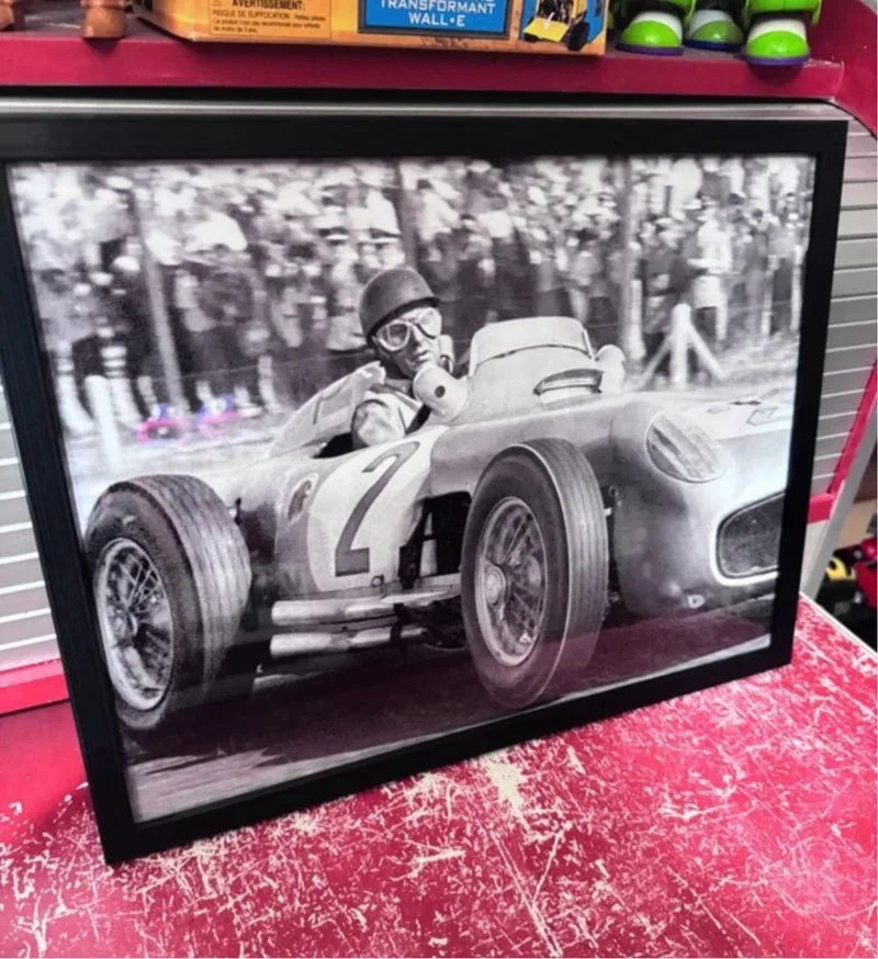Póster Fangio Coche Carreras 30x40 cm