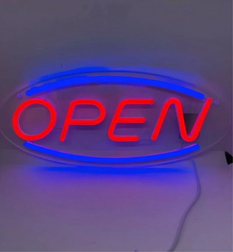 Cartel LED Neón Open Azul y Rojo