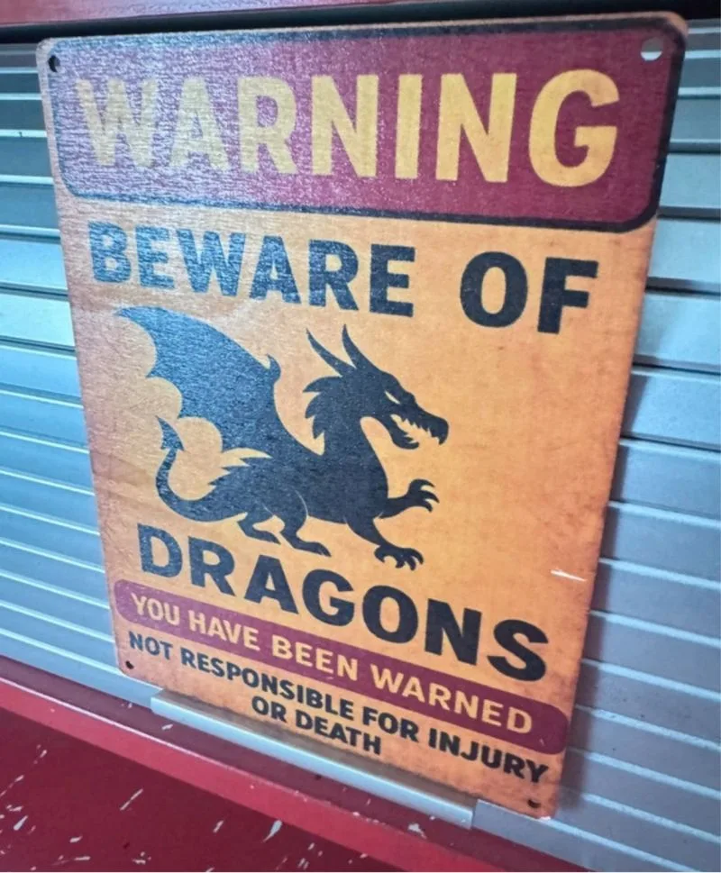 Cartel de madera Humor Dragones