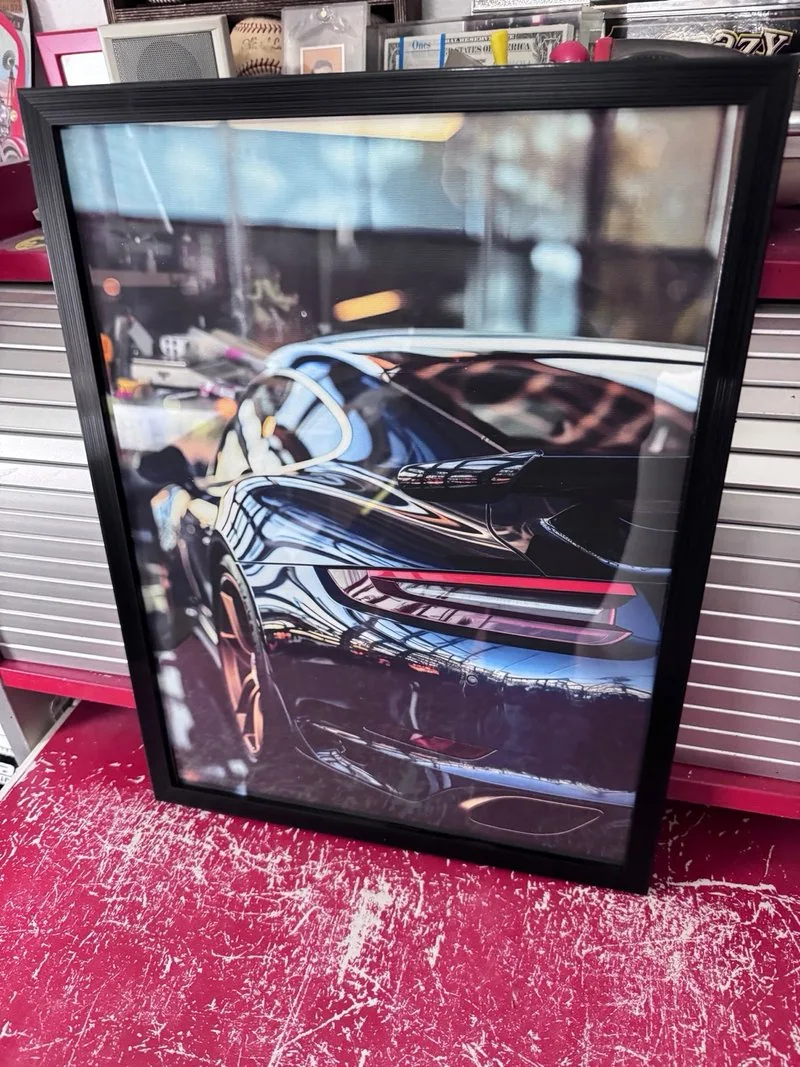 Porsche On Street Foto poster de 30x40 en marco
