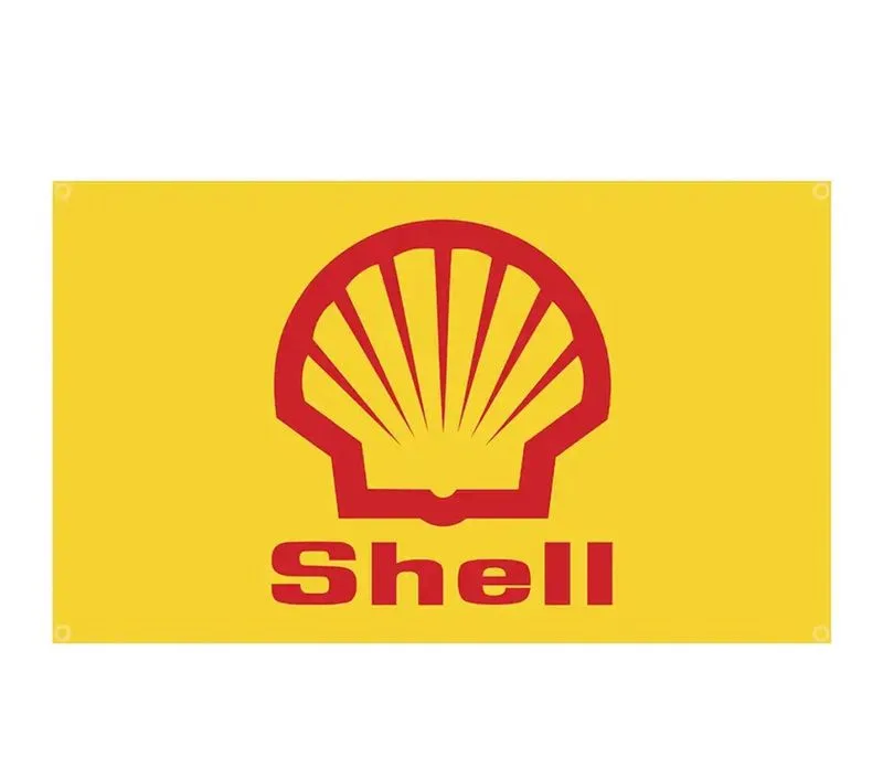 Bandera Gasolina Shell amarilla nueva