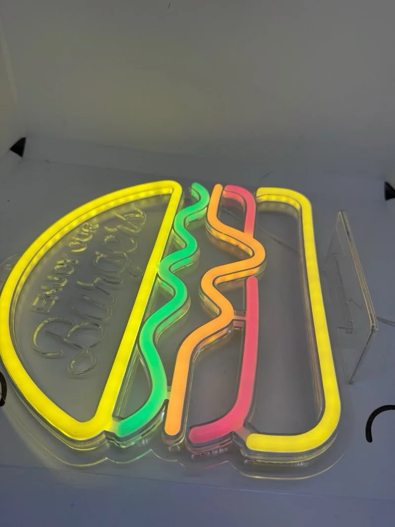 Letrero Neón LED Hamburguesa Enjoy Burgers