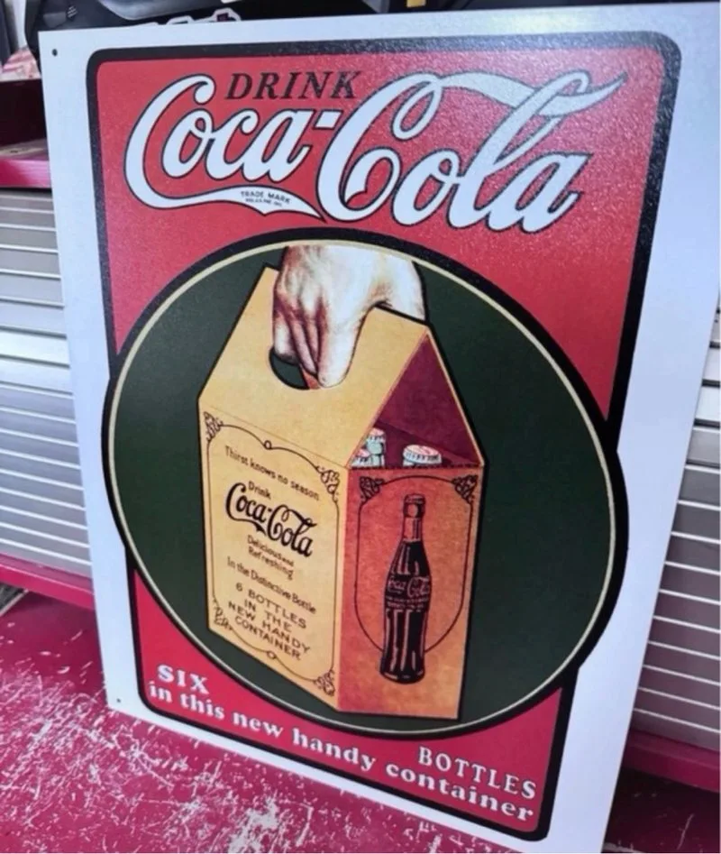 Cartel Coca Cola Metal Años 90