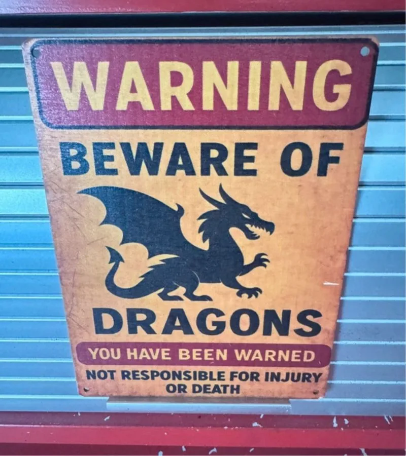 Cartel de madera Humor Dragones