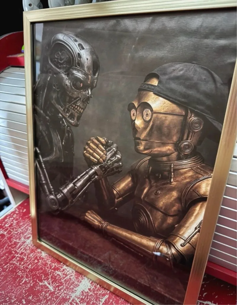Cuadro Terminator T-800 vs C3PO Arm Wrestling