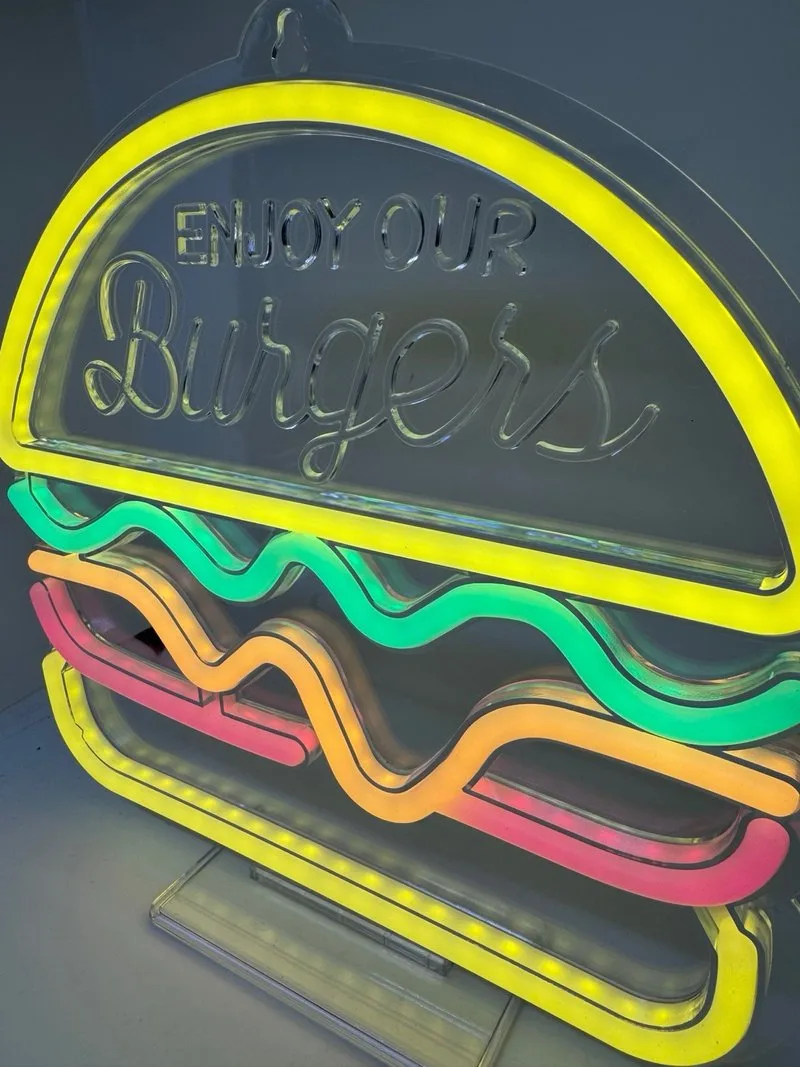 Letrero Neón LED Hamburguesa Enjoy Burgers