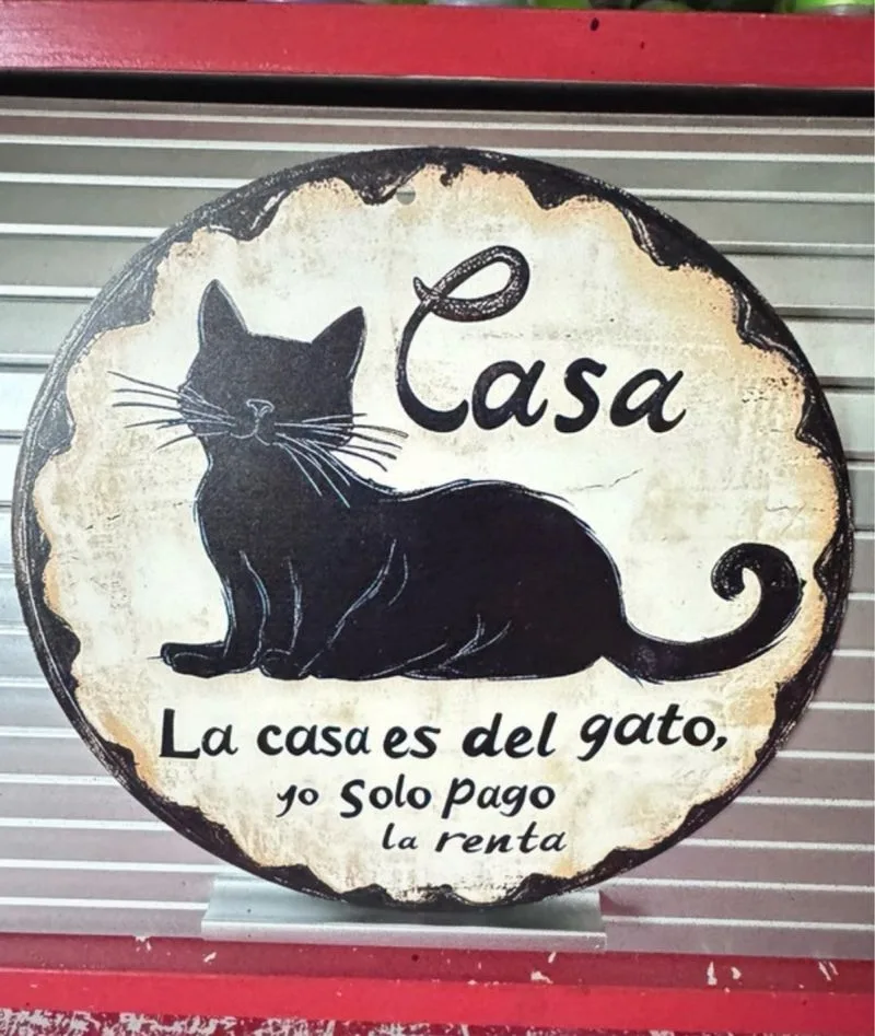 Cartel Metal Gatos La casa es del gato